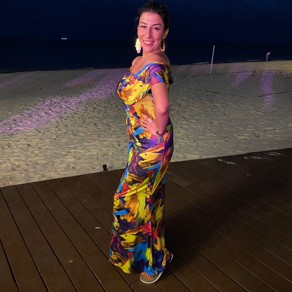 Beautiful Colorful off the shoulder dress